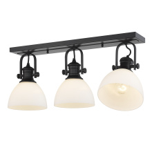 Golden 3118-3SF BLK-OP - Yep by Golden Lighting Hines 3-light Semi-Flush Mount in Matte Black and Opal Glass